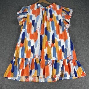 Jodifl Colorful Size 2X Ruffle Sleeve Top Colorful Beach Resort Vacation